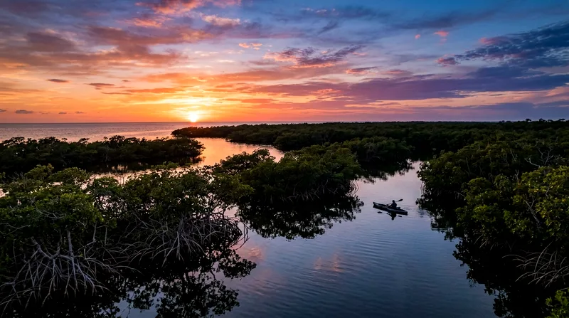 Ten Thousand Islands mangrove sunset during Everglades shoulder season visit