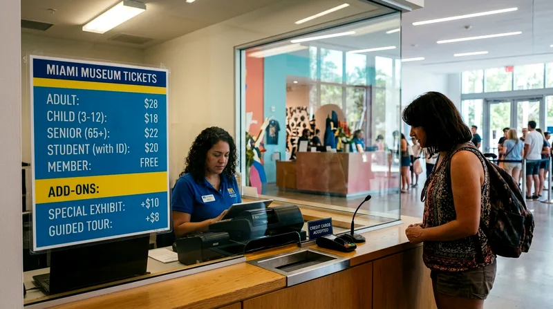 Museum ticket counter showing individual and combo pass pricing options.