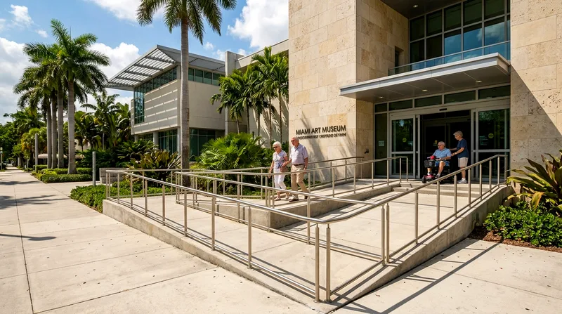 Accessible museum entrance with ramp, part of senior-friendly attractions in Miami