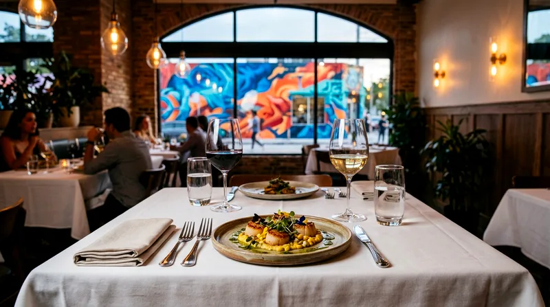 Table set with first course at a Wynwood restaurant for progressive dining.